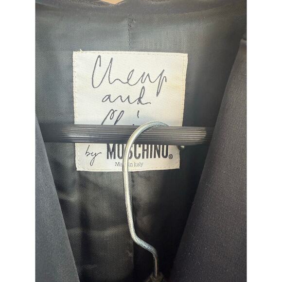 Moschino Cheap and Chic Vintage Black Satin Skirt Suit Set Size 10, measures a 6 - Picture 4 of 11